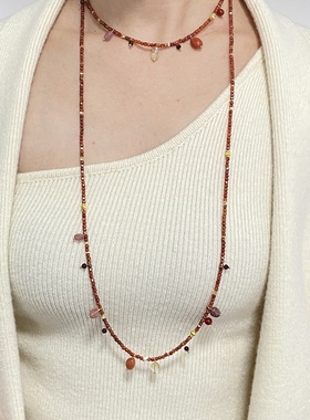 石来运转彩色串珠毛衣链叠戴高级百搭项链新年圣诞礼物