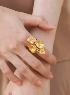 繁花开口立体花朵小众复古花团锦簇冷淡风指环ins风戒指