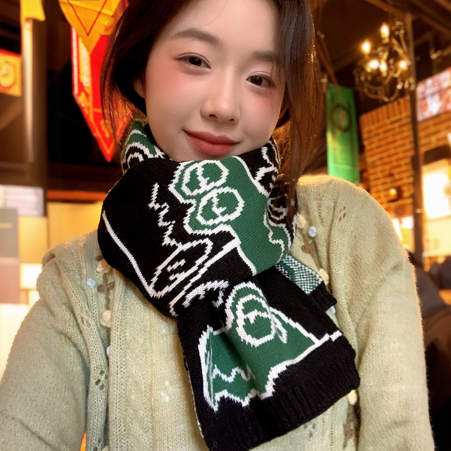 周给给2025日系可爱搞怪小鳄鱼短款针织围巾女秋冬季学生保暖 周给给2025日系可爱搞怪小鳄鱼短款针织围巾女秋冬季学生保暖