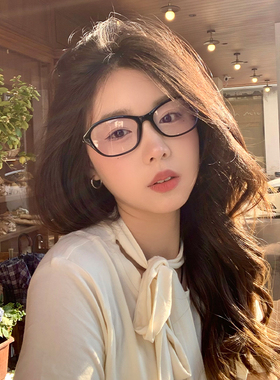 2025新款豹纹猫眼镜框女款复古防蓝光素颜神器超轻近视眼睛架方脸