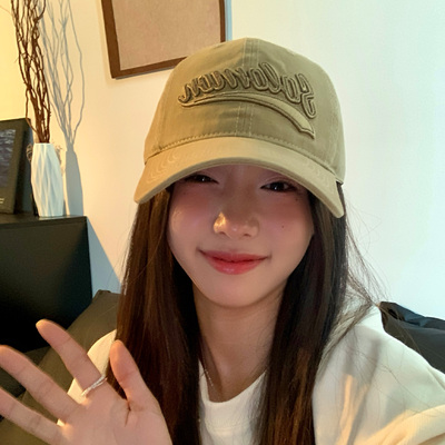 周给给2025年新款韩版时尚复古棒球帽女百搭显脸小鸭舌帽字母刺绣