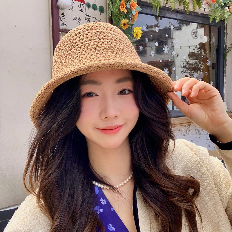 韩版卷边纯色渔夫帽子女春季时尚优雅潮流百搭显脸小防晒遮阳盆帽