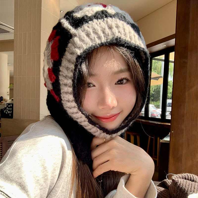 手工钩针巴拉克拉法帽女秋冬韩版保暖针织毛线帽小众护劲脖套头帽,服饰配件/皮带/帽子/围巾,帽子,淘宝优惠券,粉丝福利购,淘宝优惠卷