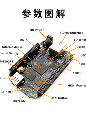 beaglebone black 开发板新版现货BBB单片机AM3358工业板新版现货