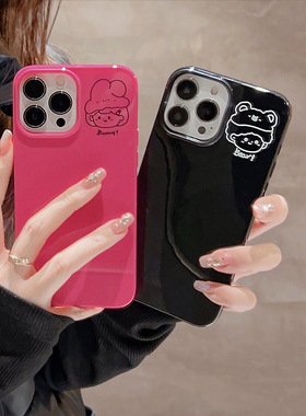 情侣适用iphone16苹果15pro max手机壳11/Xs光面8p可爱14情侣12软