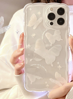 蝴蝶适用iphone14pro max苹果15手机壳11透明16简约xr女1412