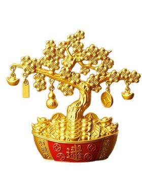 归心铜马年新款发财树酒柜装饰