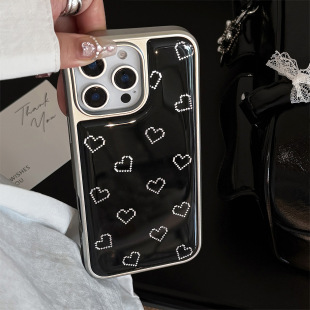 鎏金适用苹果16promax手机壳iphone17滴胶简约小爱心13电镀14防摔