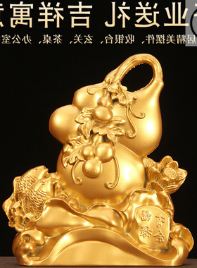 黄铜新中式五福临门葫芦摆件
