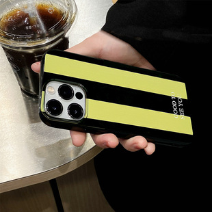 ins小众绿条纹苹果15pro max适用iPhone17手机壳11潮牌16彩绘14软