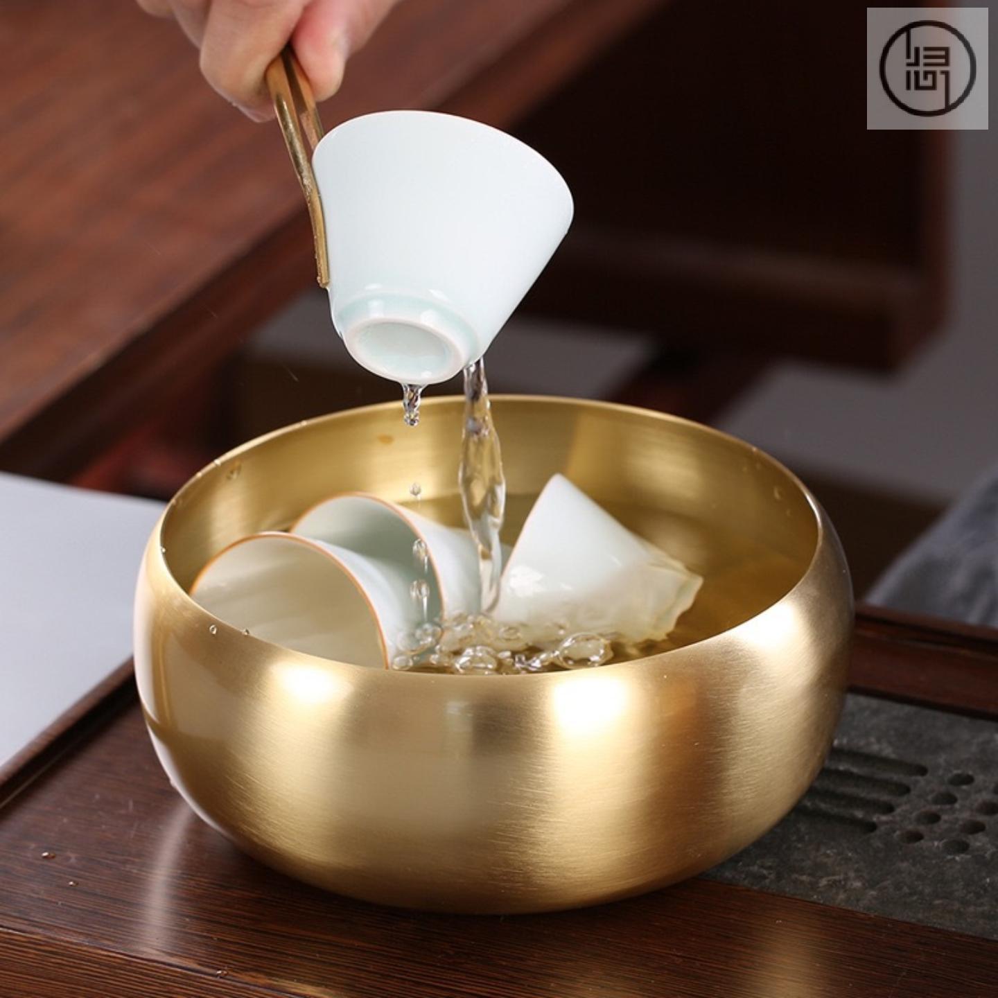 归心铜新款黄铜茶洗大号水洗茶碗