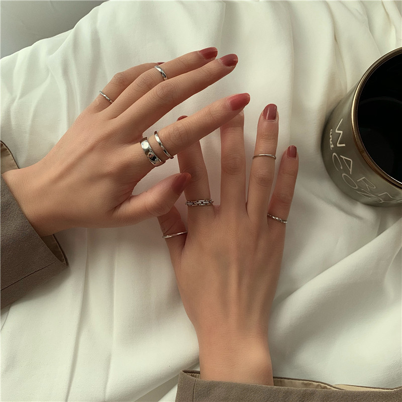 美式7件套戒指女时尚个性轻奢小众设计ins风潮冷淡风高级欧美素圈