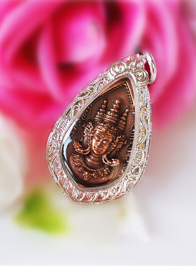 唐唐泰国 龙婆蝉南九宝铜水滴Phra Phrom四面 吊坠