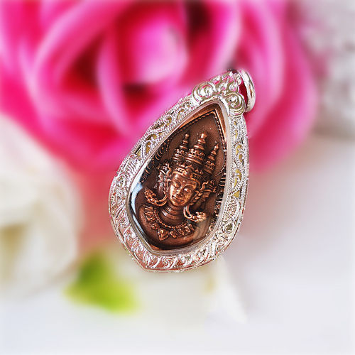 唐唐泰国 龙婆蝉南九宝铜水滴Phra Phrom四面 吊坠