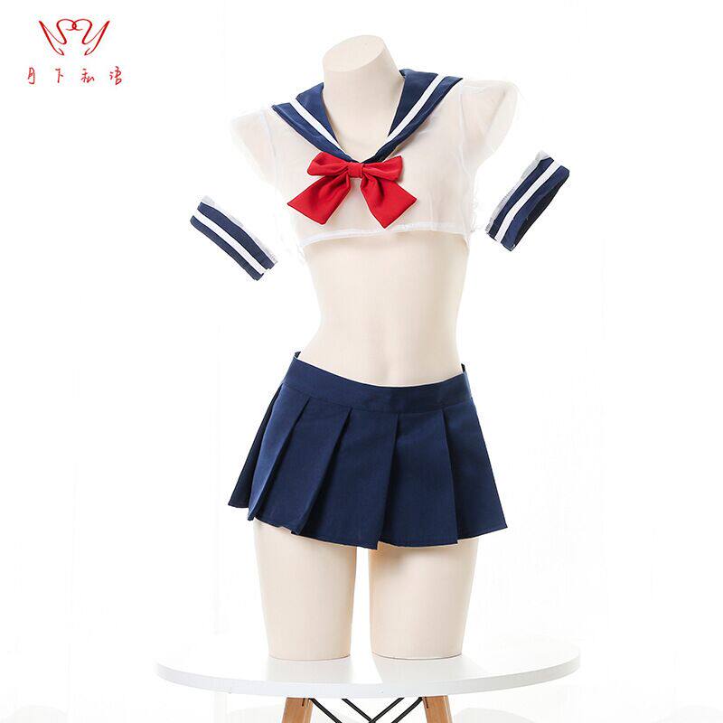 性感可爱甜美超短裙女蝴蝶结大码胖mm情趣清新水手服制服睡衣短袖