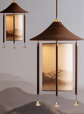 宋式美学卧室风铃吊灯新中式书房茶室灯饰阳台飘窗中古风禅意灯具