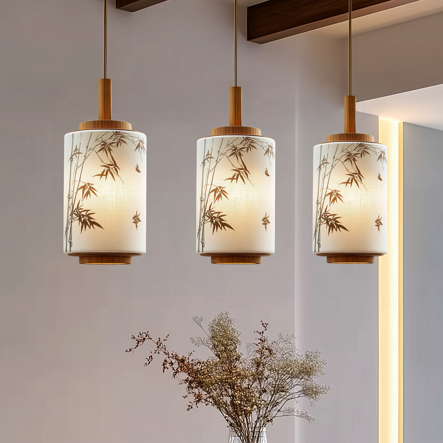 宋代美学餐厅吊灯茶室灯饰新中式卧室床头小吊灯过道走廊吧台灯具