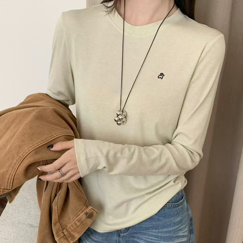 高品质圆领天丝羊毛打底衫女内搭秋冬季简约修身正肩t恤百搭上衣