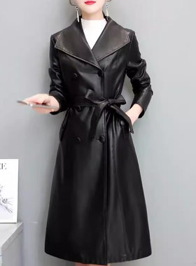 秋冬休闲大码皮衣外套风衣女装pu薄款时尚韩版气质中长款大衣