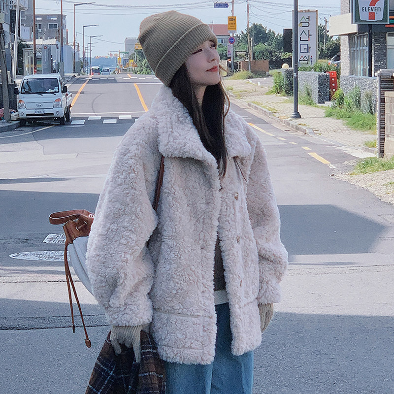 韩版学院风时尚羊羔毛外套女2025年冬季新款加厚显瘦减龄棉衣棉服,女装短外套,2C288