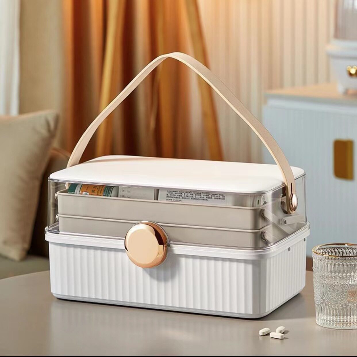 医药箱家用大容量药品收纳盒手提便携式医疗箱多层常备药品分装盒