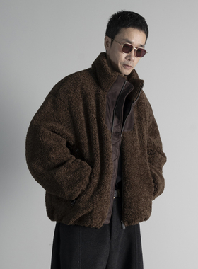 2025羊羔毛拼接麂皮绒加厚羽绒服防风亲肤保暖冬季毛茸茸御寒外套
