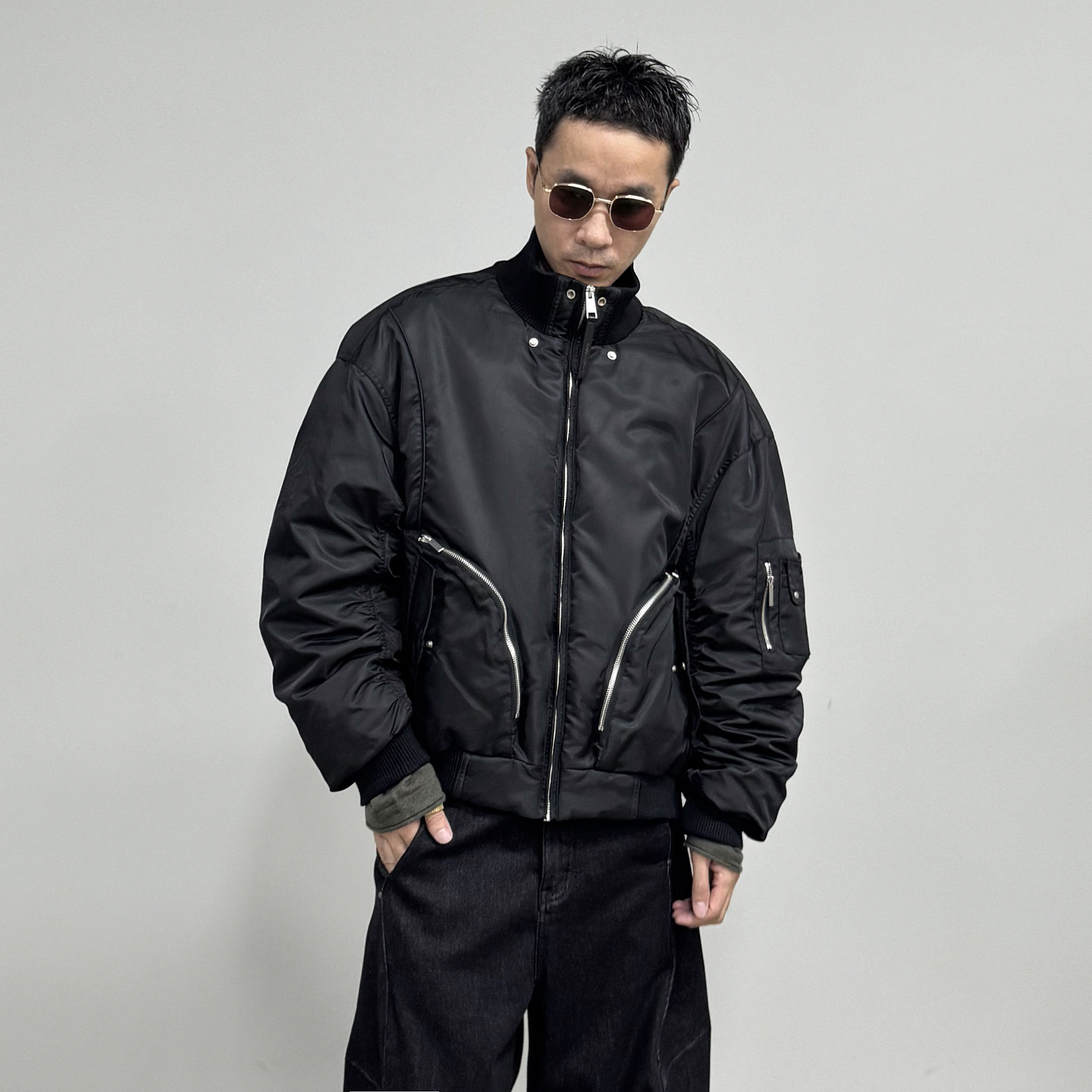HOMME DE MODE宽松立领机车羽绒服三防加厚防寒街头保暖防寒夹克