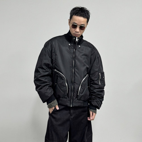 HOMME DE MODE宽松立领机车羽绒服三防加厚防寒街头保暖防寒夹克