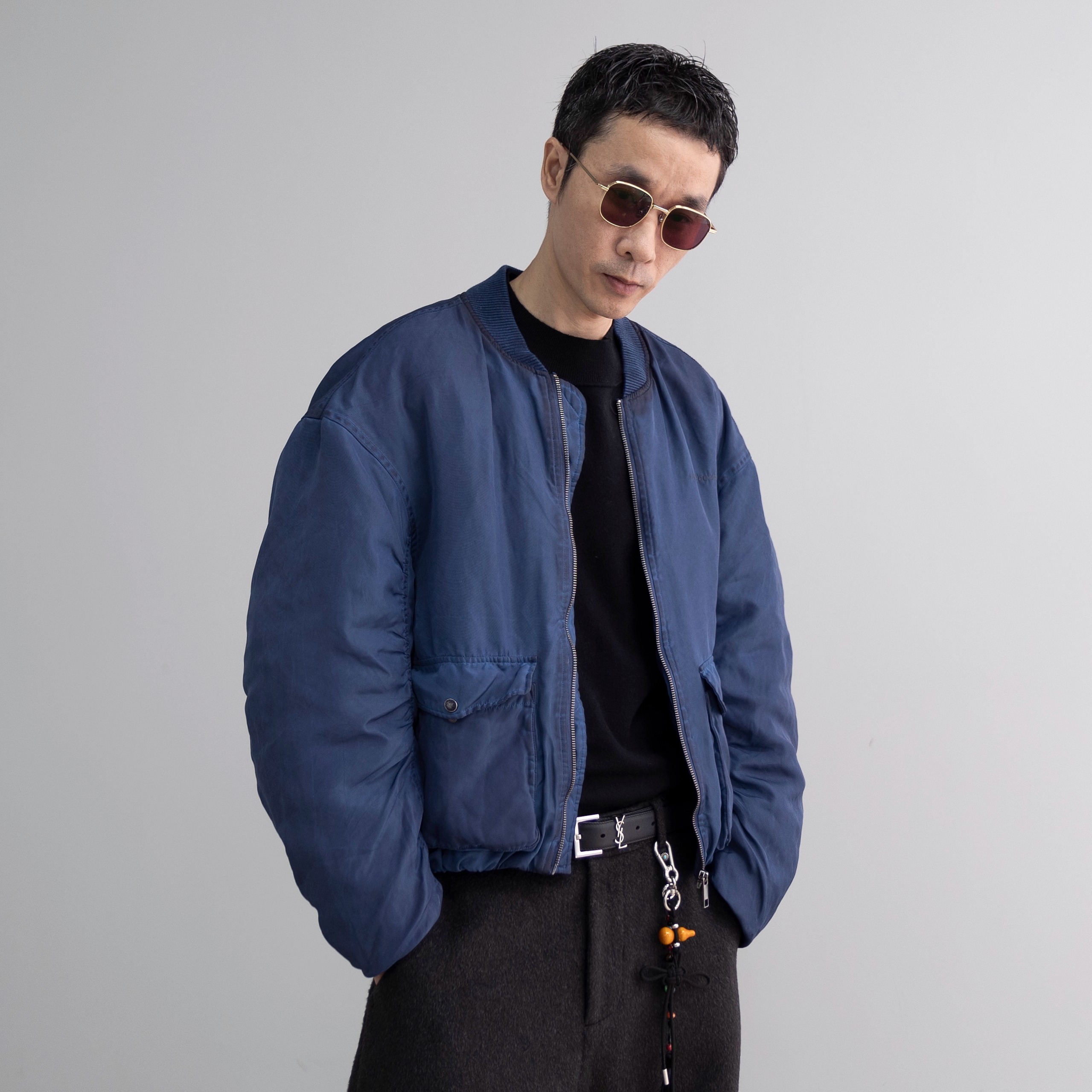 2025XQ Prism手工擦色飞行夹克羽绒服90白鸭绒冬季保暖夹克外套男