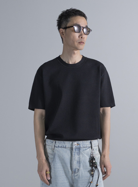 2026春夏时尚薄款圆领针织短袖衫羊毛混纺纯色轻薄透气打底半袖衫