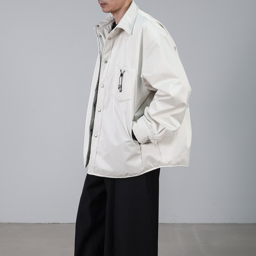 冬季轻薄款宽松衬衫羽绒服HOMME DE MODE保暖防寒90鸭绒衬衣外套