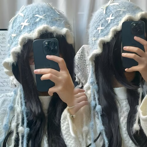 水母帽雪花纱羊毛钩针材料包