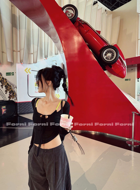 3月16号16:00新品 FORNI 智惠美人 纯欲清冷系带喇叭袖打底上衣