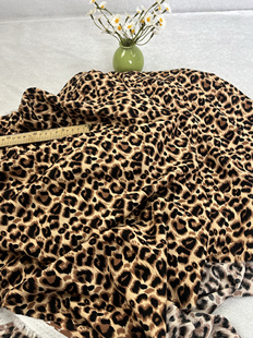 夏季豹纹100%棉睡衣吊带连衣裙性感重磅棉绸布料印花薄款凉快透气