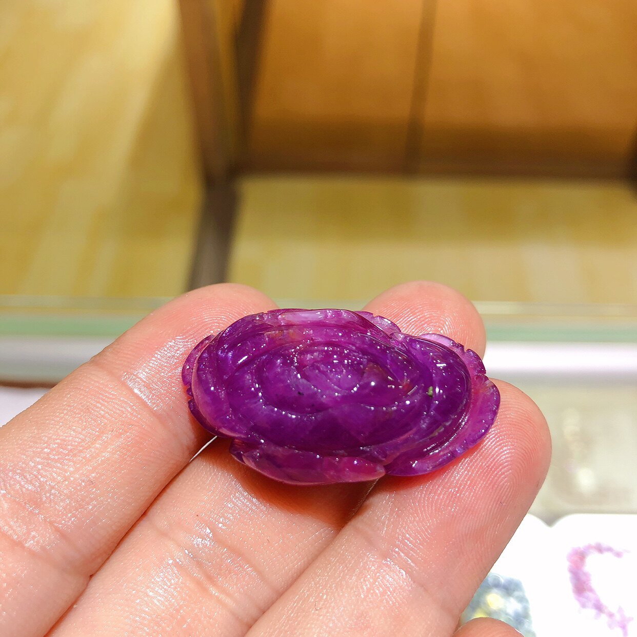 非洲矿区纯天然无烧红宝石雕刻富贵牡丹镶嵌吊坠挂件包邮新款女款