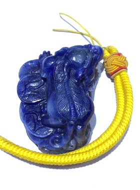 无烧蓝宝石雕刻貔貅手把件蓝色非洲矿区收藏把玩升值高专柜正品