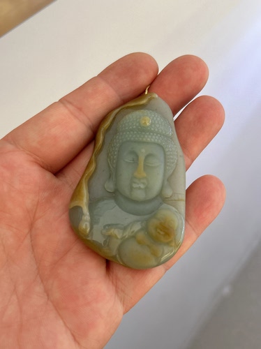 天然翡翠A货佛一心向佛吊坠雕工细致颜色漂亮寓意平安吉祥特价