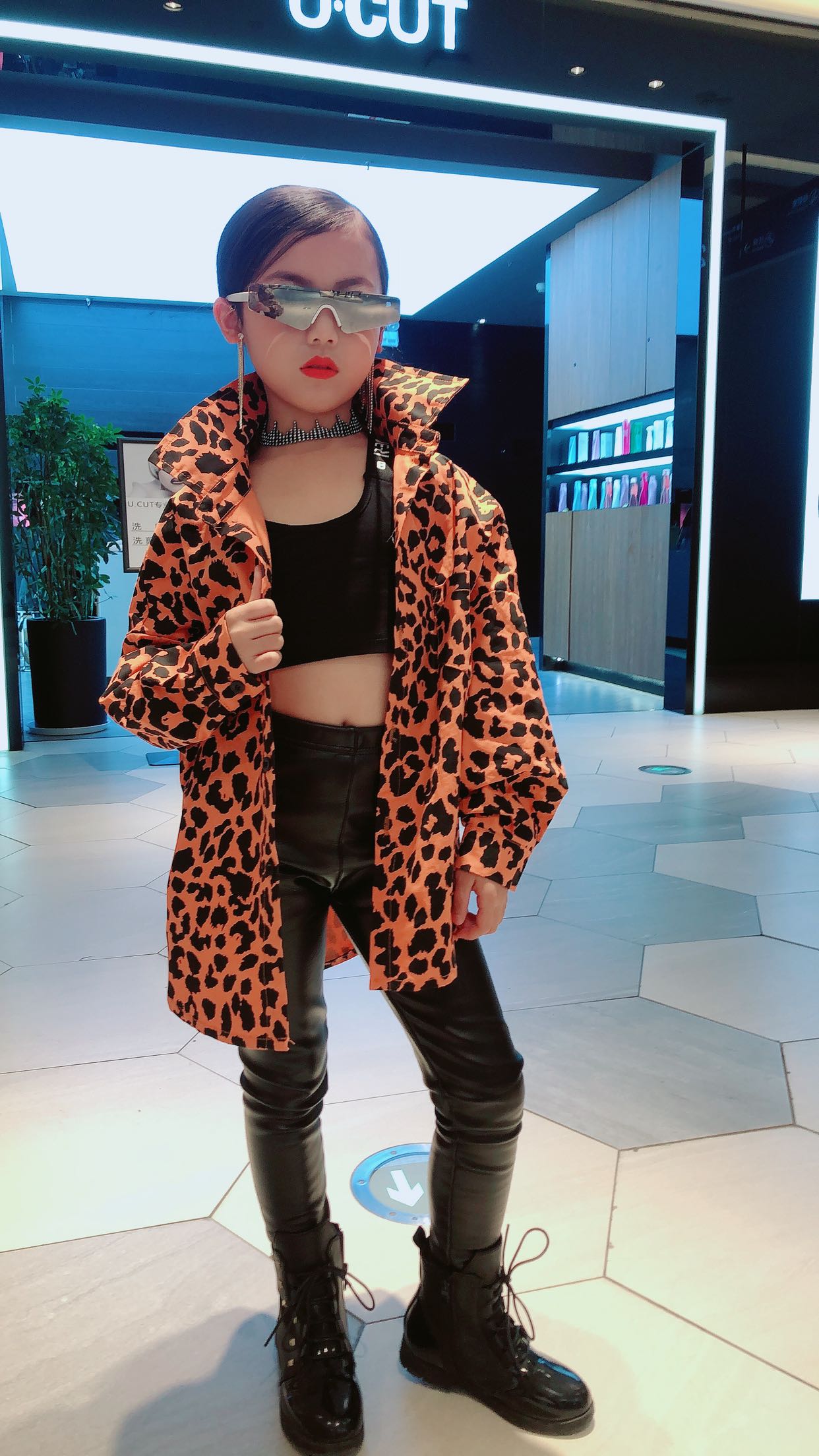 女童机车t台走秀服装 儿童模特走秀潮服个性时尚演出服