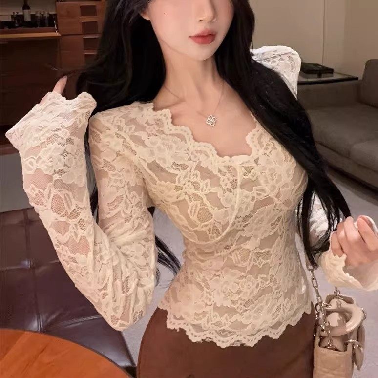 2026秋冬小香风加绒纯欲性感v领设计感女蕾丝打底衫西装内搭上衣,女装/女士精品,蕾丝衫/雪纺衫,淘宝优惠券,粉丝福利购,淘宝优惠卷