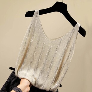 内搭夏季 西装 上衣外穿冰丝打底t 欧货高端无袖 V领吊带背心女薄款