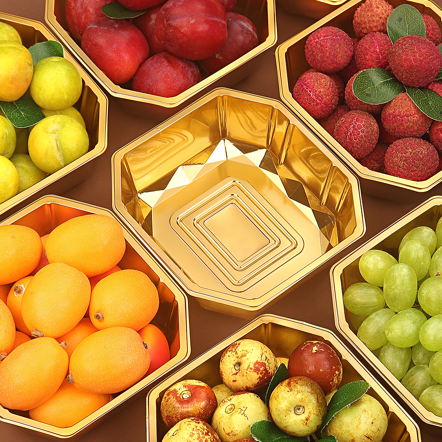 金色水果盒八角盒高档水果打包盒