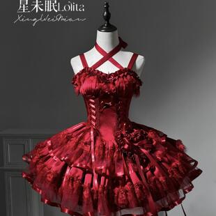 星未眠lolita2025午夜芭蕾鱼骨狗短原创礼服连衣裙