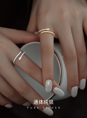 新款S925银日韩精致简约蛇形戒指