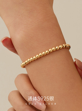 新款S925纯银外贸ins极简风圆珠