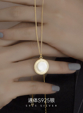 新款S925银欧美麻花圆牌吊坠项链