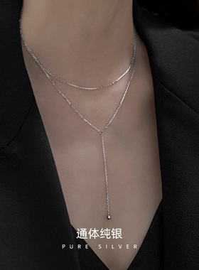 双层流苏纯银项链轻奢小众设计感