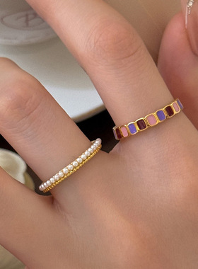 2026S925银小众彩色滴釉珍珠叠戴