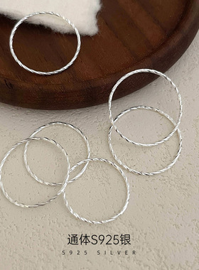 新款S925银韩版细闪极细素圈戒指