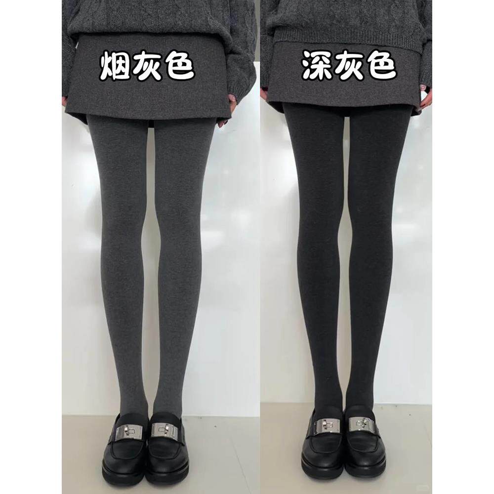 烟灰色保暖棉打底裤女2025新款秋冬外穿加绒小个子高腰显瘦连裤袜