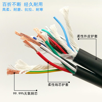 国标纯铜拖链电缆trvv